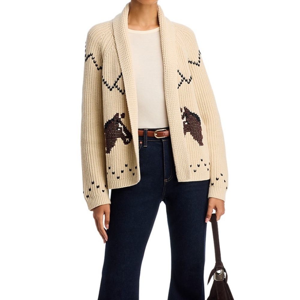 The Great. NWT The Horse Lodge Cardigan. Open cardigan with horse motif - Picture 3 of 12
